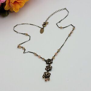 Liz Palacios SF Pink Swarovski Crystal Necklace 17.5" Adj.